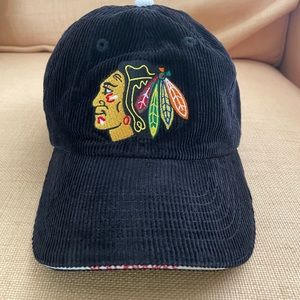 Chicago Blackhawks Hat Black Corduroy Captain Morgan Night Cap Recap